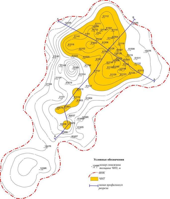 Структурная карта Повховского месторождения