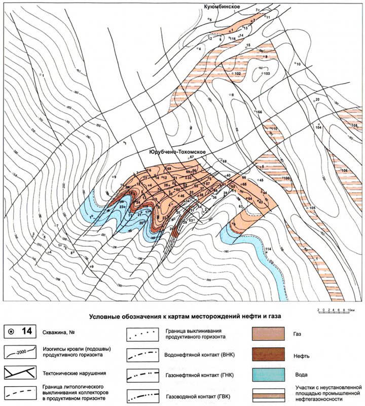 Структурная карта Ярактинского месторождения