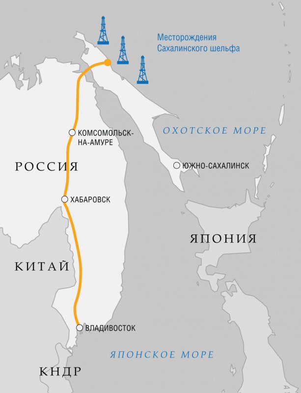 Газопровод Сахалин Хабаровск Владивосток на карте