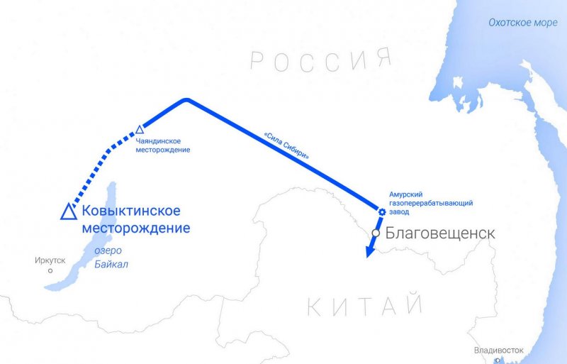 Ковыктинское месторождение на карте России